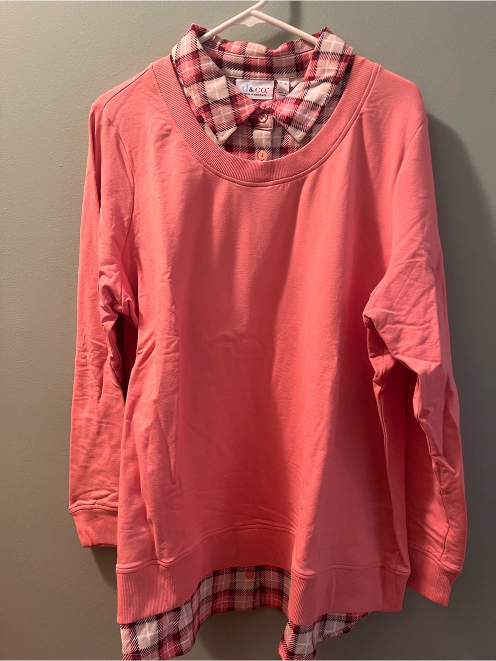 Denim & Co Pink Layered-Look Women's Sweatshirt